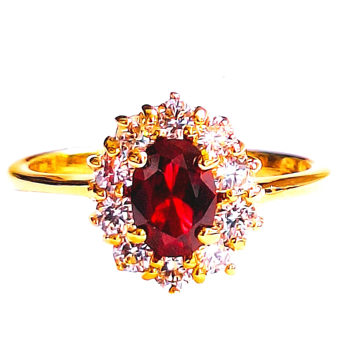 Bague alliance femme marquise taille 58 cz rouge rubis en plaqué or