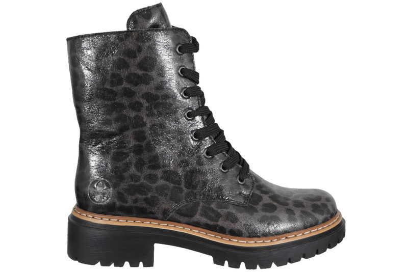 RIEKER TREKVART STØVLE I LEOPARD PU