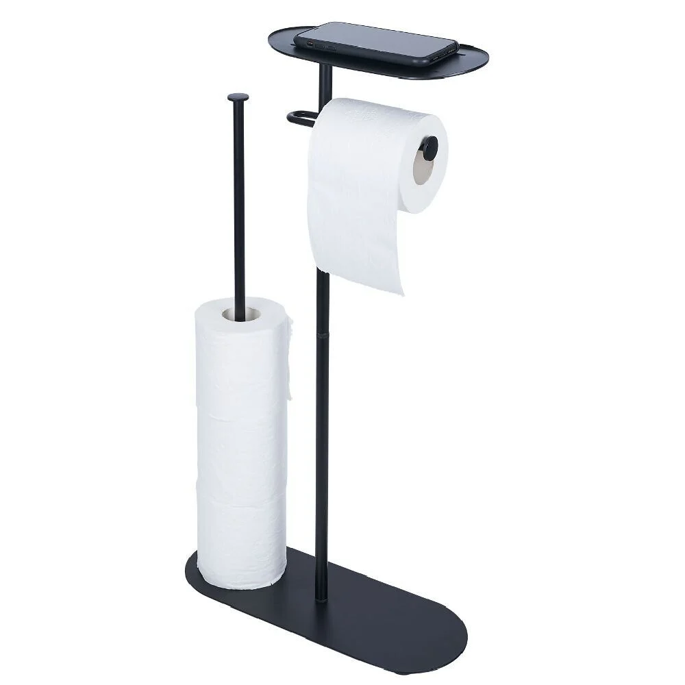 Support papier WC et téléphone noir 36xH66x13,5cm