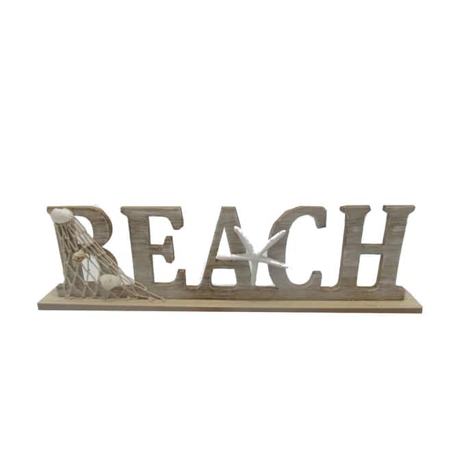 Schriftzug - Beach - braun/weiß - ca. 43 x 4 x 13 cm