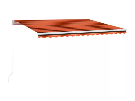 Auvent manuel rétractable avec LED 400x300 cm Orange et marron