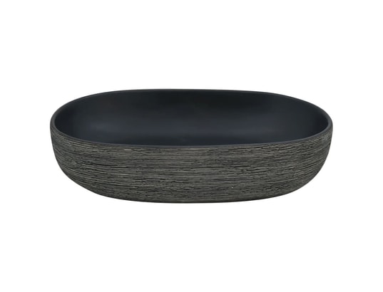 VIDAXL - Vasque à poser gris et noir ovale 59x40x14 cm céramique
