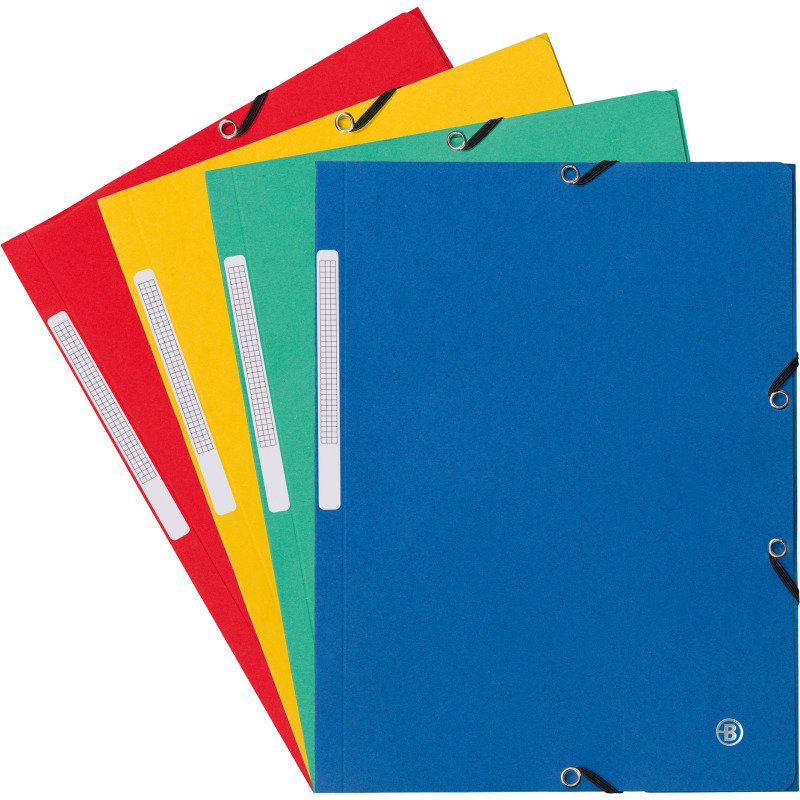 Chemise à élastique 3 rabats carte 350gr Bruneau 24 x 32 cm dos 2 cm couleurs assorties
