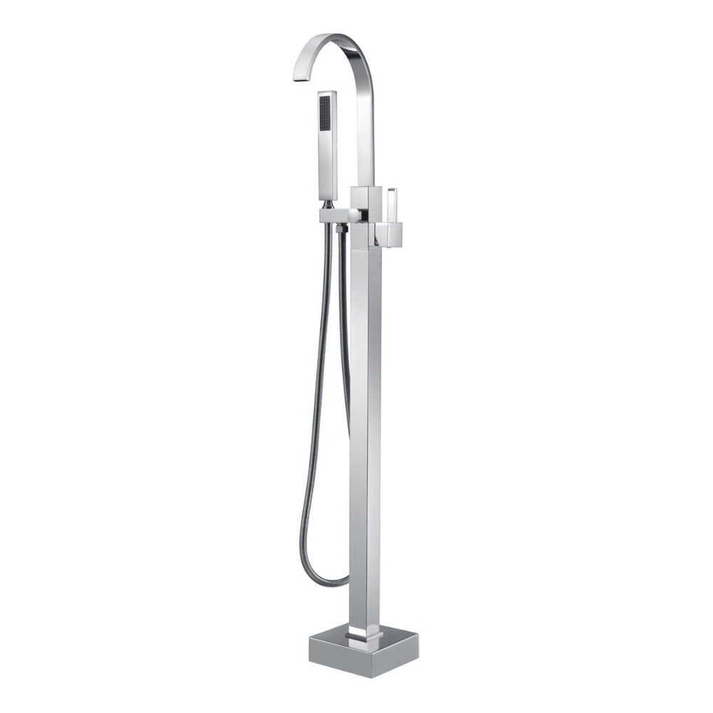 Home Deluxe - Design vrijstaande kraan - SKY Chroom - Hoogte: 112 cm, incl. handdouche | vrijstaande kraan met baddouche en baduitloop