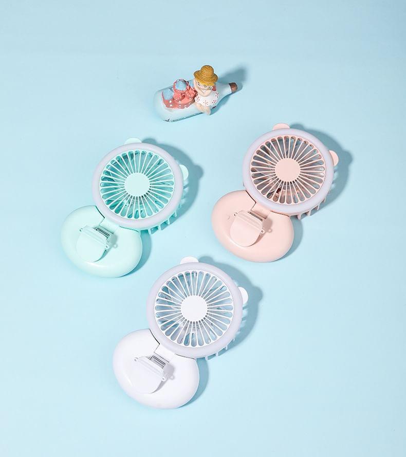 HOMTEC - USB oplaadbare clip-on ventilator met ringlamp