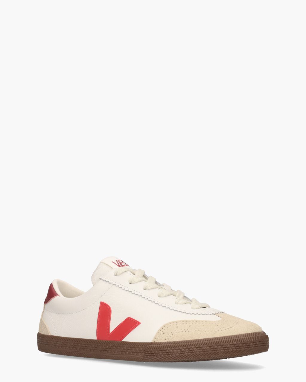 Veja Volley Leather Wit/Rood Damessneakers