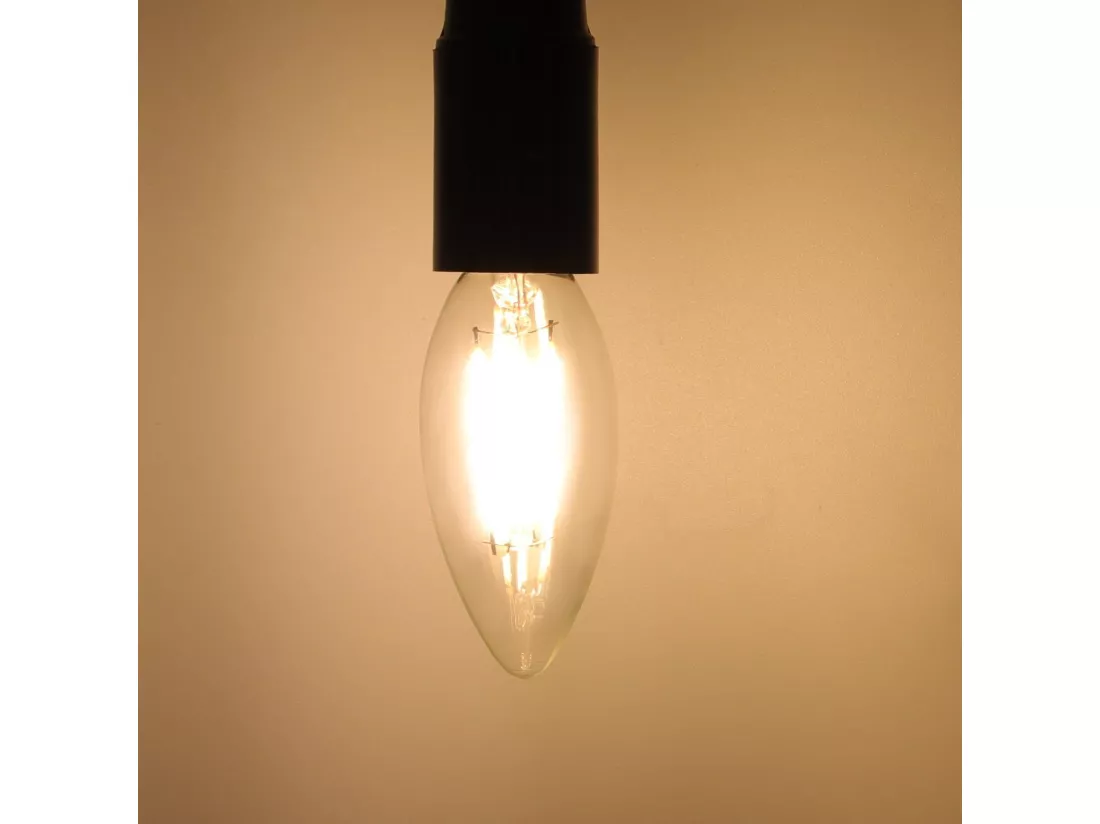 NETTLIFE Pack de 10 ampoules LED E14 : lampe bougie blanc chaud de 4W (2700K) à filament Edison C35 rétro vintage en verre économie non dimmable