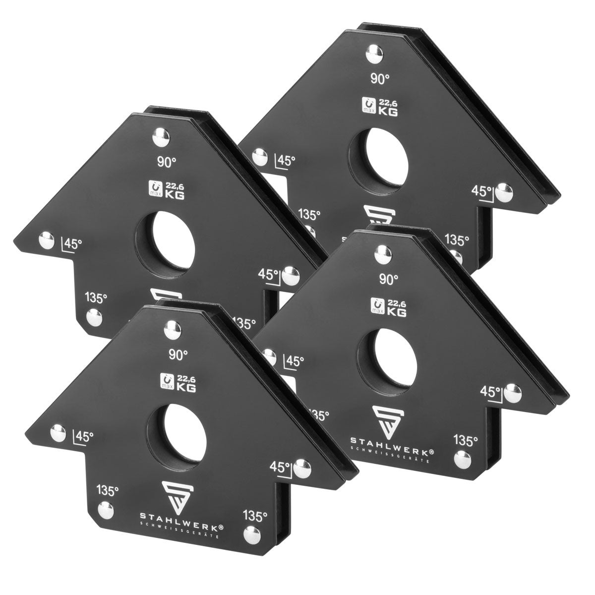 STAHLWERK Magnetische lashoekset van 4 stuks 22,6 kg 50 lbs Praktische lasmagneet