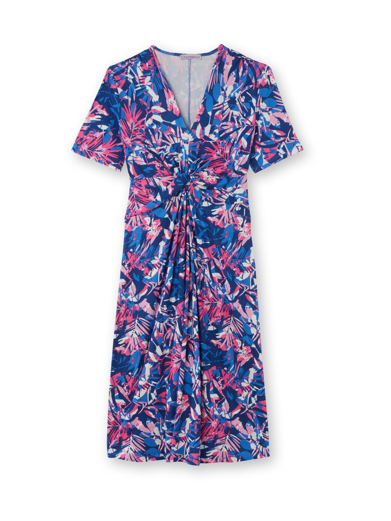 Robe maille avec drapé et nœud