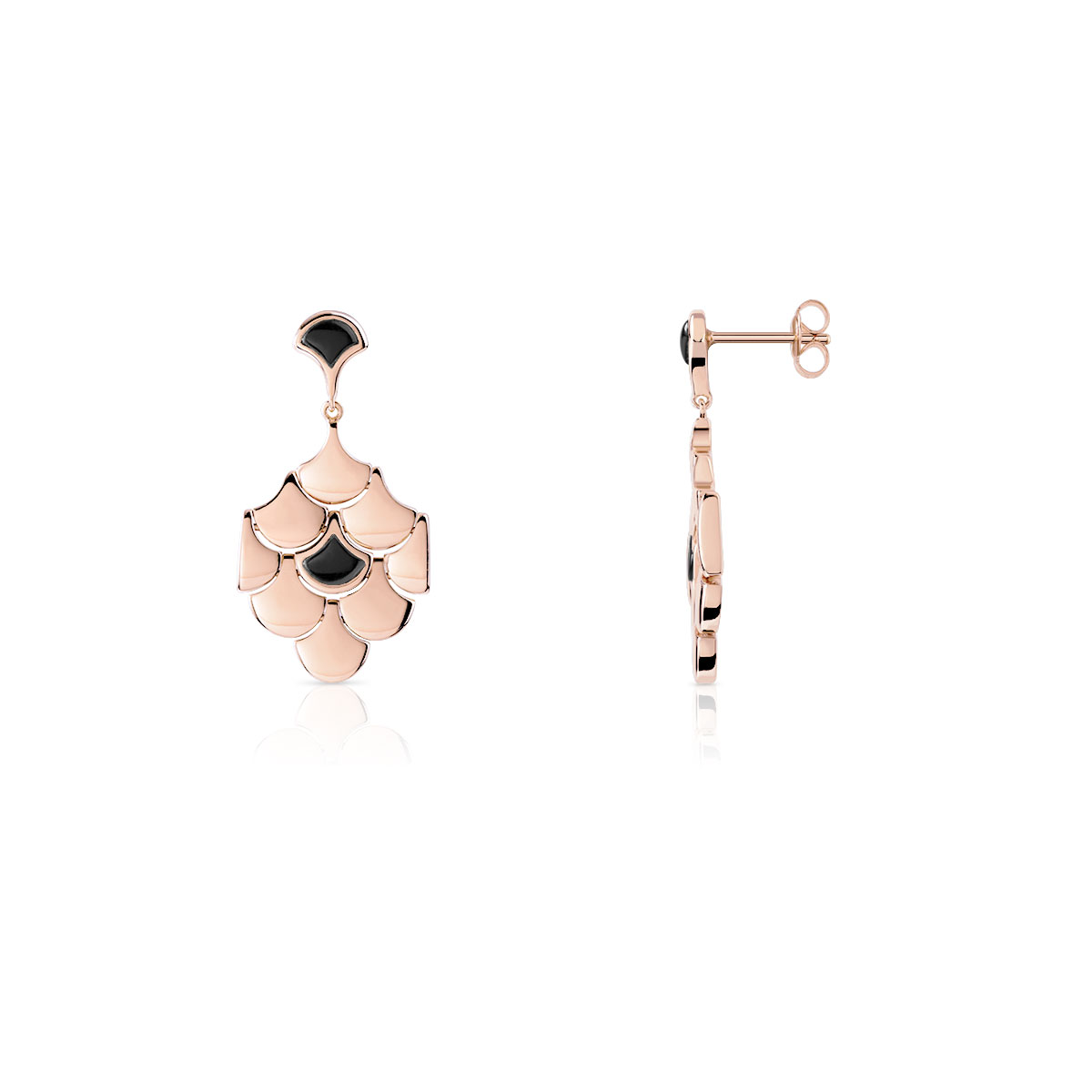 Boucles d'oreilles dorées roses acrylique