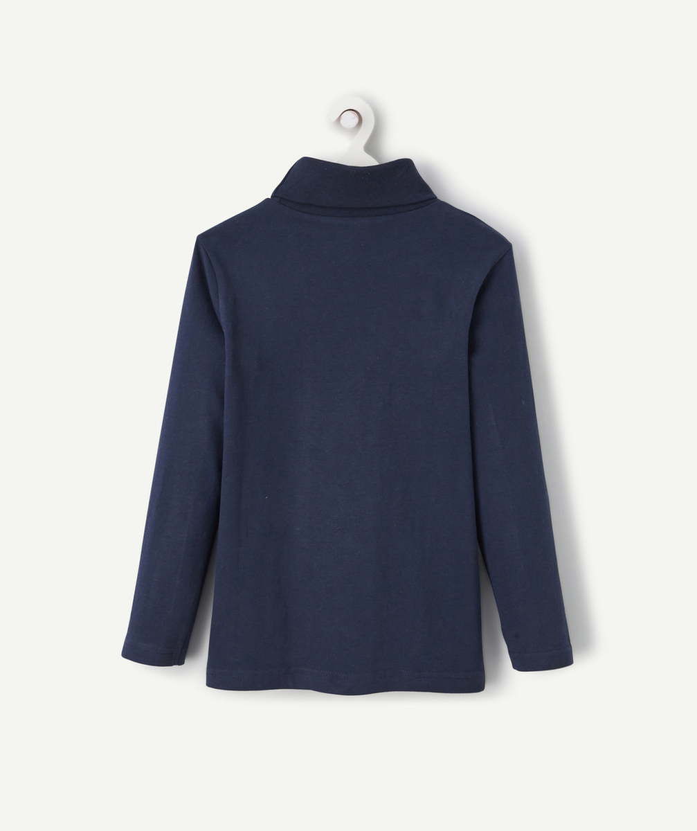 SOUS-PULL COL ROULÉ GARÇON BLEU FONCÉ EN COTON