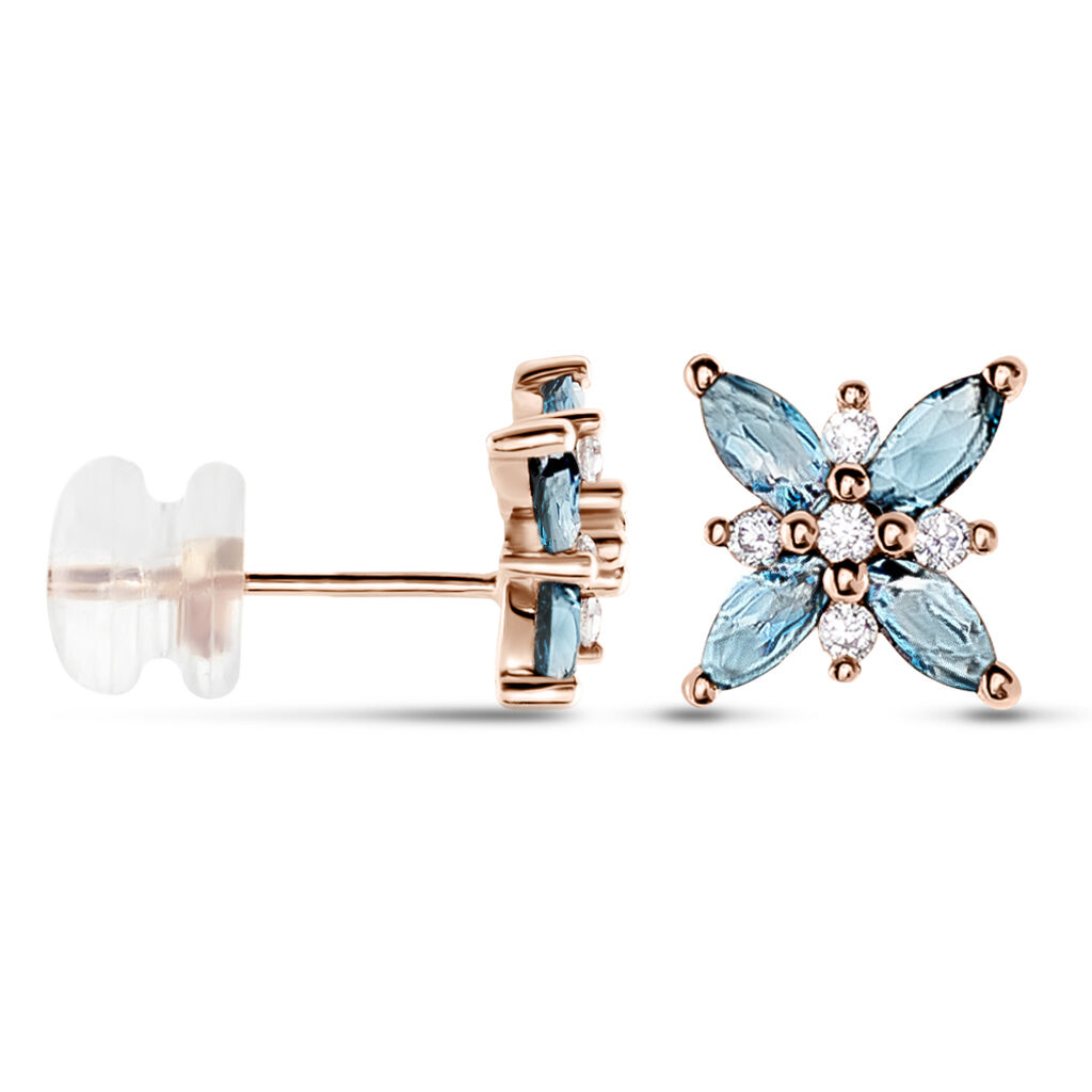 Boucles D'oreilles Puces Anabele Or Rose Topaze Oxyde