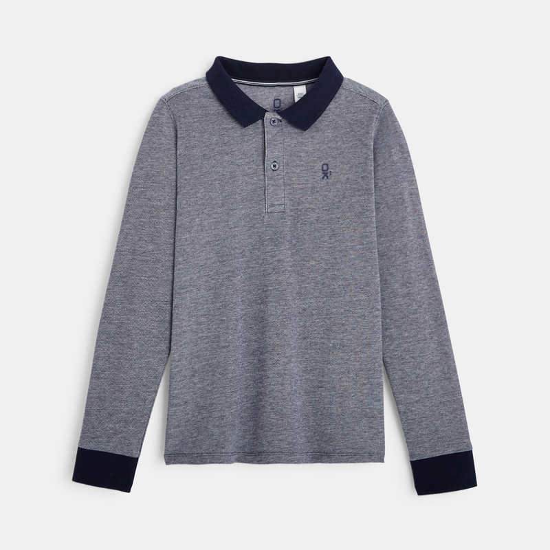 Polo manches longues bleu garçon