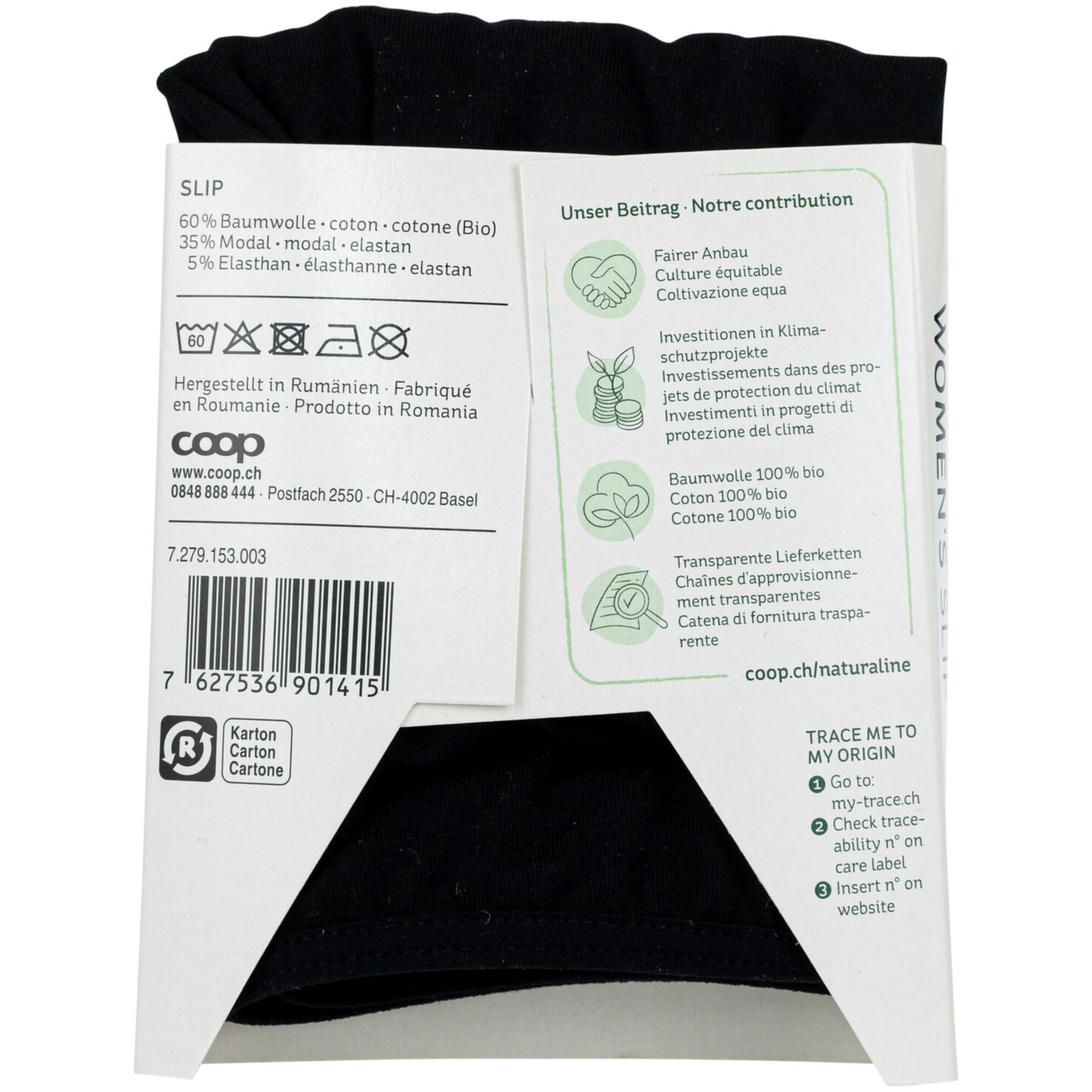 Naturaline Textil Damen Slip schwarz L