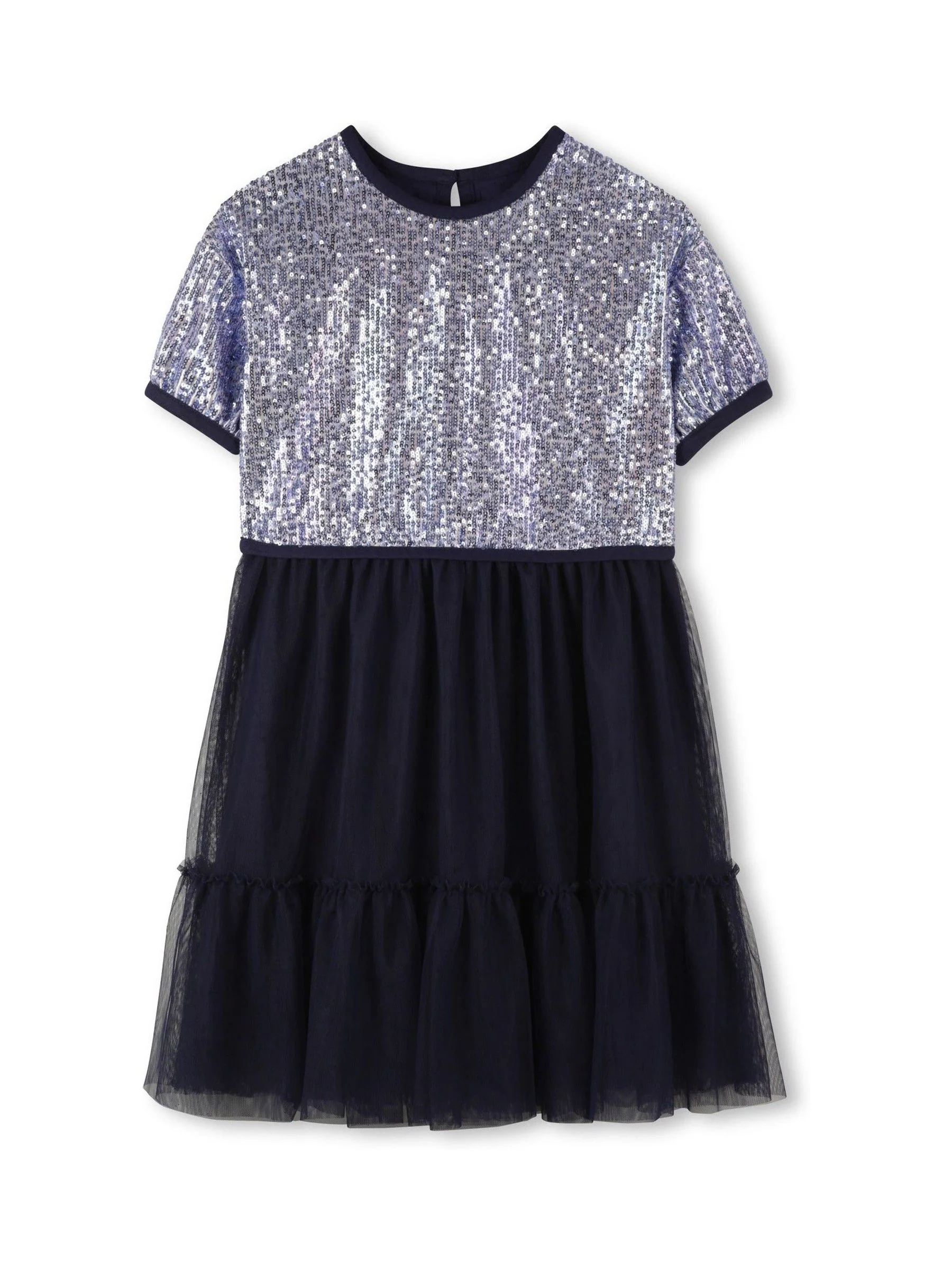 Billieblush Glitter Sequin Party Black Dress With Mesh Skirt