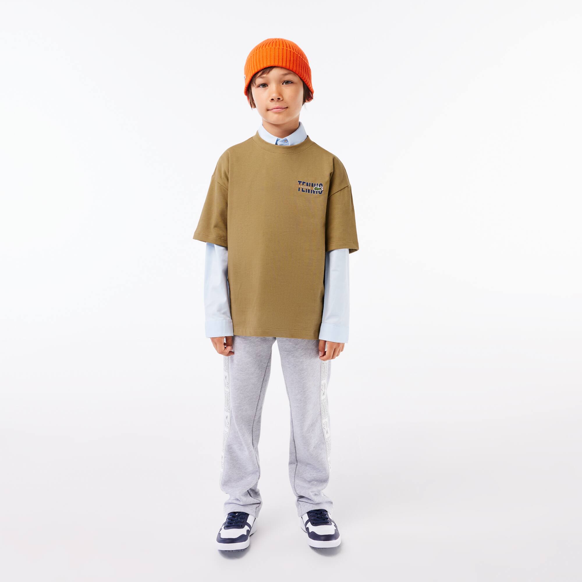 T-Shirt aus Baumwolle mit Aufdruck vorne und hinten T-Shirts & Hemden - Braun - Lacoste - Kinder