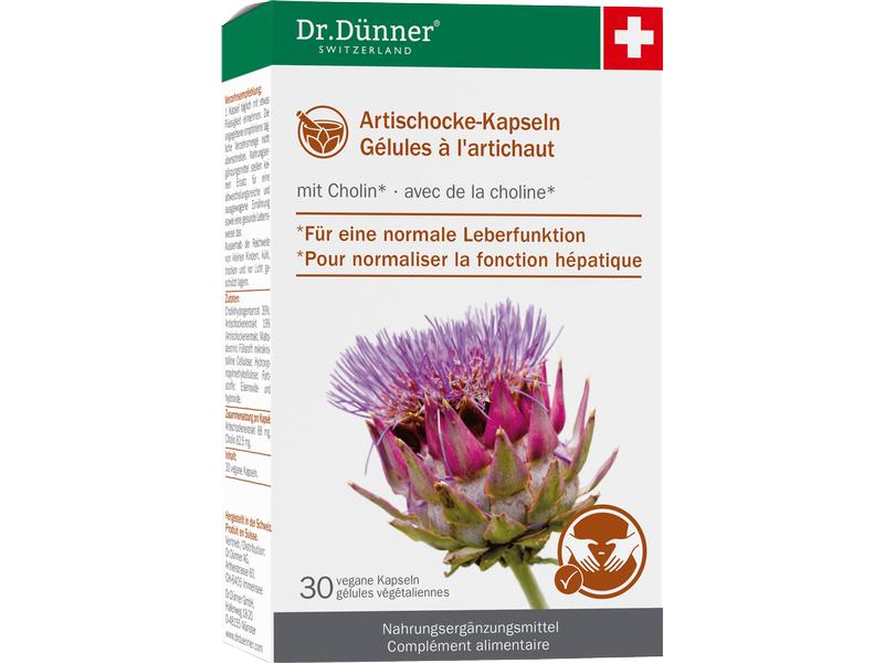 Dr. Dünner Artischocke Leberfunktion 30 Kapseln Vegane Nahrungsergänzung zur Unterstützung der Leber