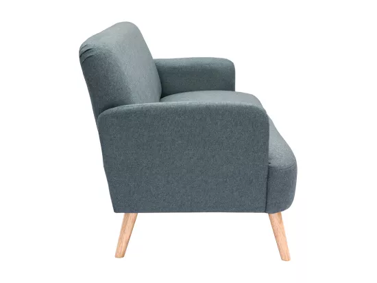 Canapé scandinave 2 places en tissu vert de gris et bois clair ISKO