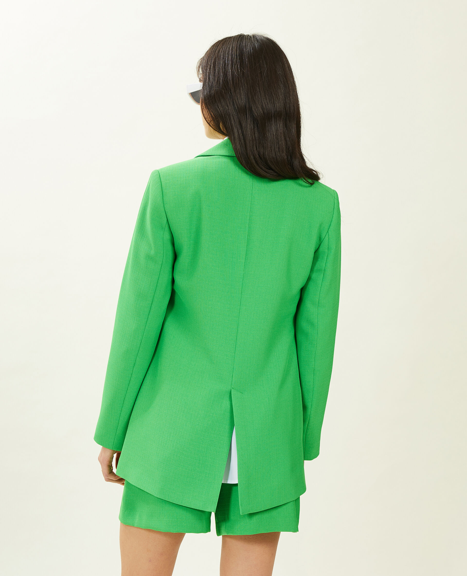 Veste blazer tissu tramé - Vert