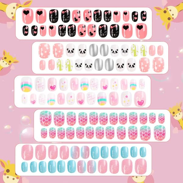 set Kids cute false nails DIY Nail Art 120 pcs