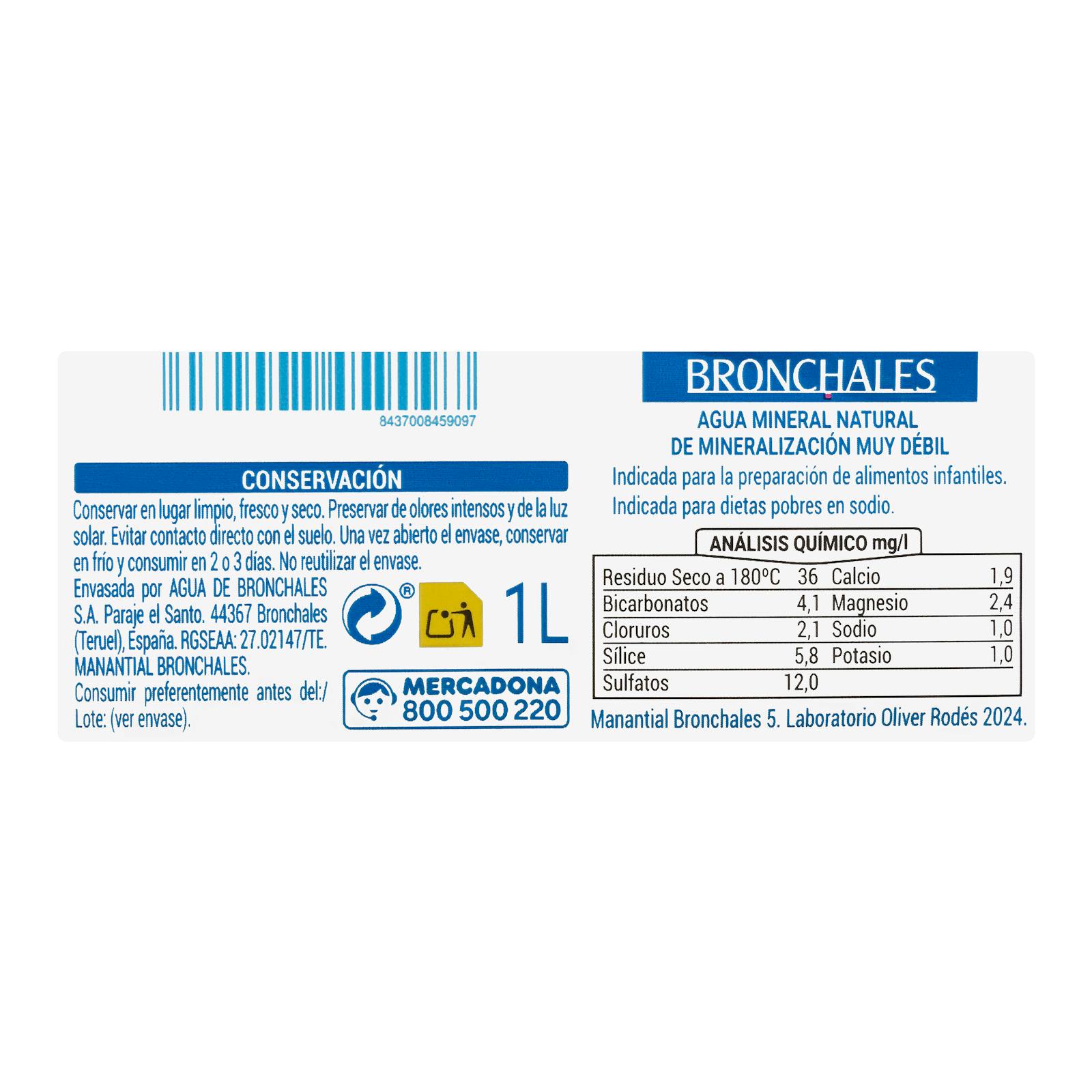 Eau minérale moyenne Bronchales