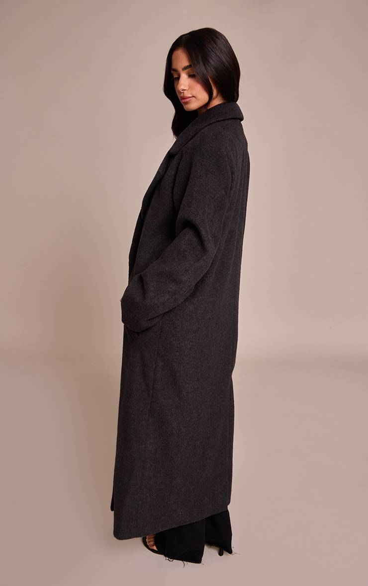 Charbon Manteau Long En Laine Brossée Petite