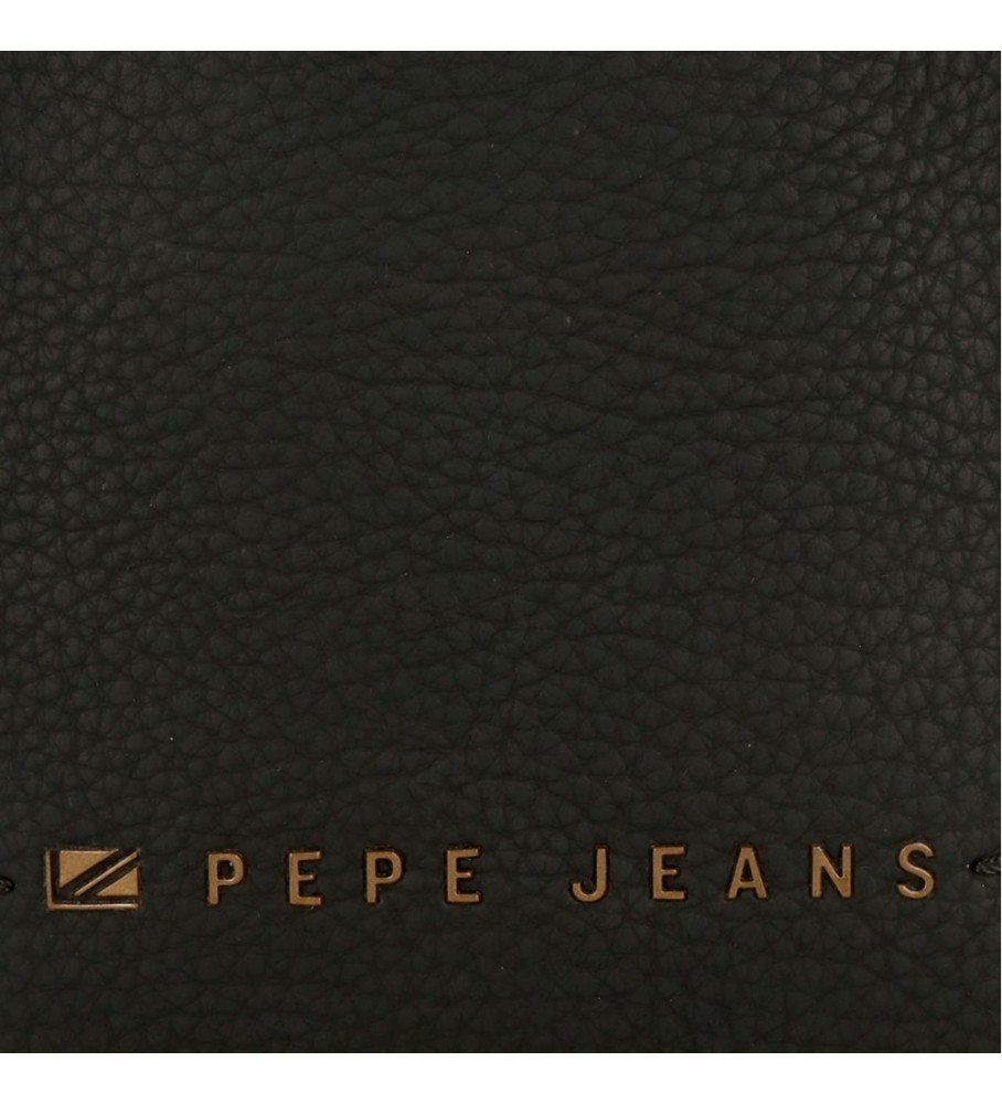Carteira Pepe Jeans Diane com porta-moedas removível, preta - 14,5 x 9 x 2 cm -