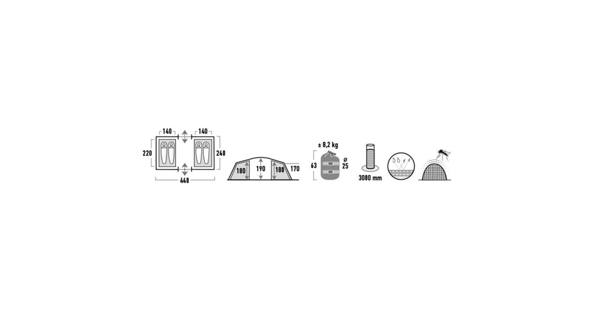 High PeakGoose 4 LW tent  (Olijfgroen/rood)