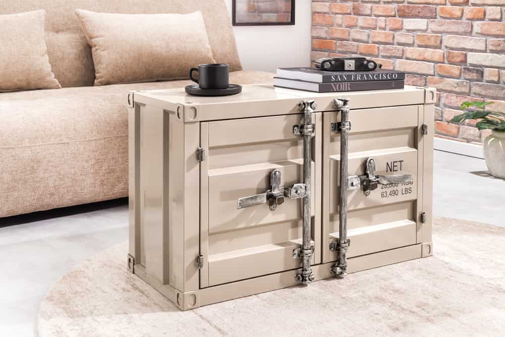 Container-Schrank GLOBETROTTER 80cm greige Metall Aktenschrank mit Flügeltüren