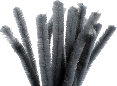 Chenille - L 30 CM - Tykkelse 15 MM - Grå - 15 Stk