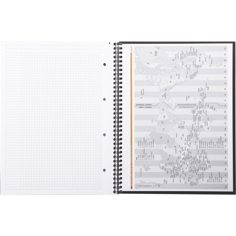 Cahier spirale Rhodia Notebook 21 x 29,7 cm noir 5 x 5 avec marge et cadre en tête - 80 feuilles
