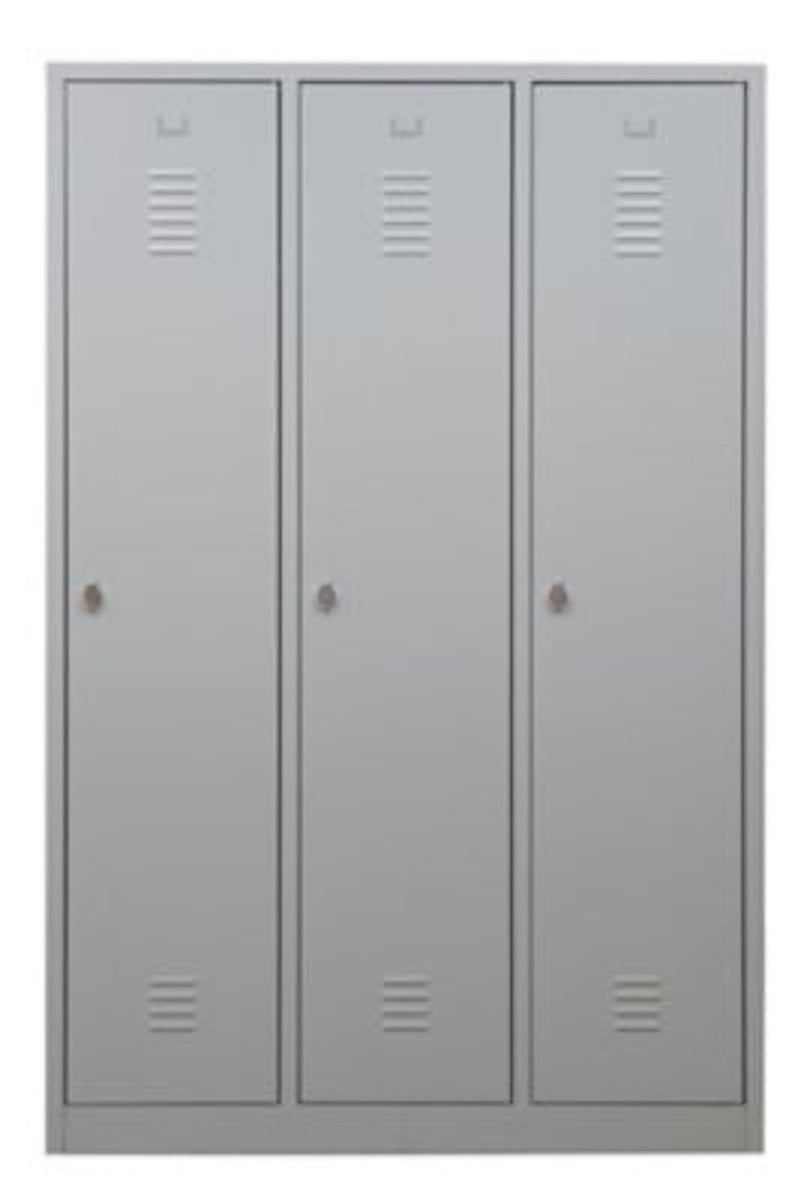 PROREGAL Garderobekast Camel 3 Compartimenten HxBxD 180 x 119 x 50 cm Hangslot Grijs
