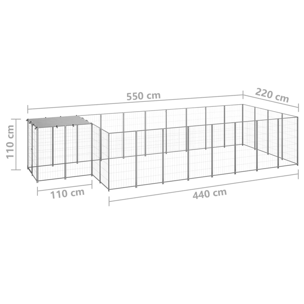 Chenil argenté 10,89 m² acier