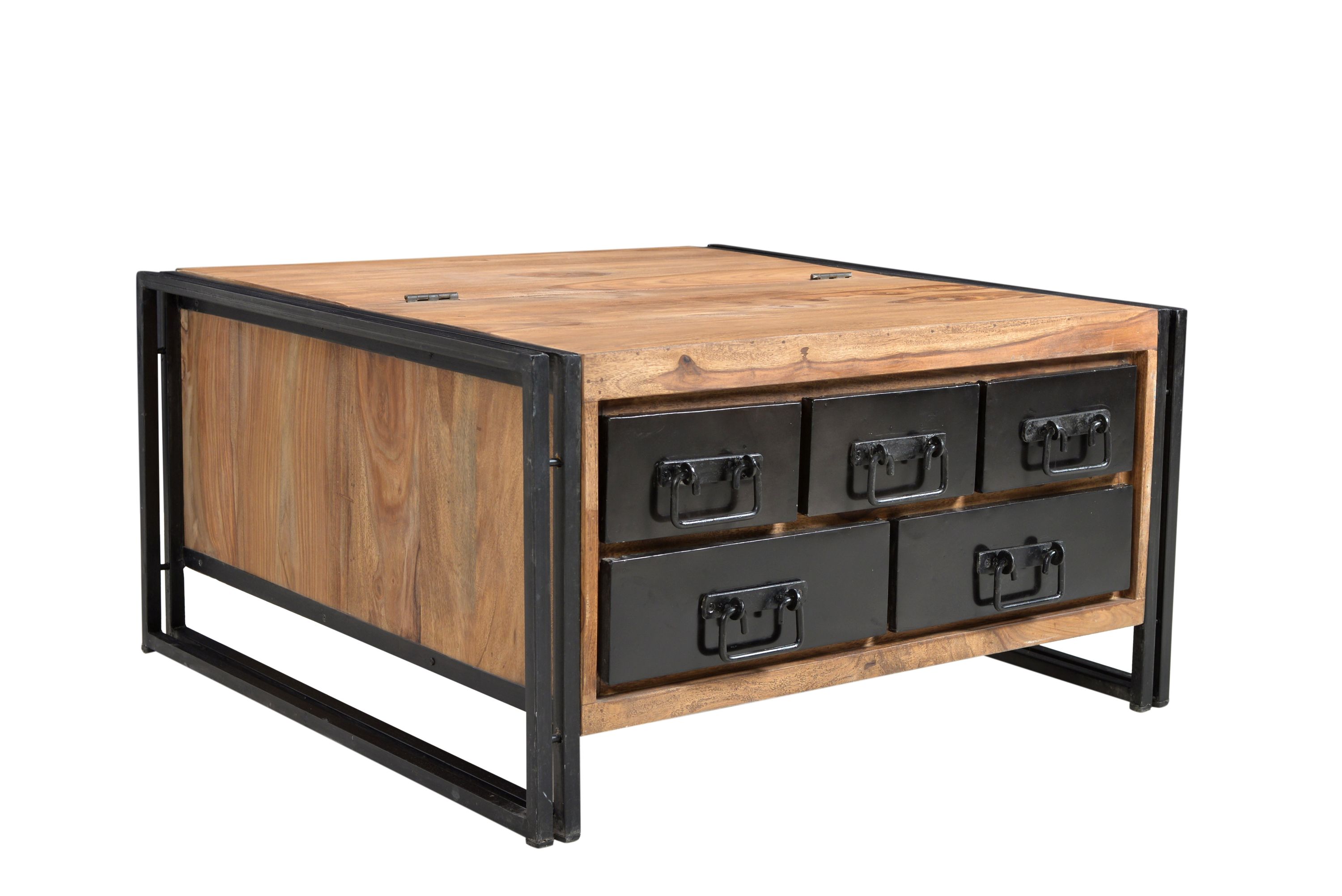 Couchtischtruhe Akazie Altmetall Couchtisch Wohnzimmer Sofa Tisch Beistelltisch
