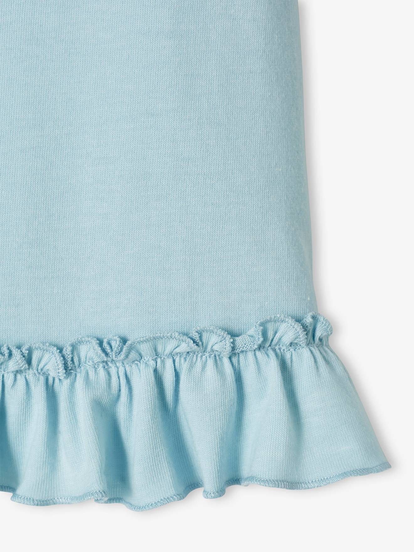 Conjunto de 2 camisetas infantis azul-claro com babados