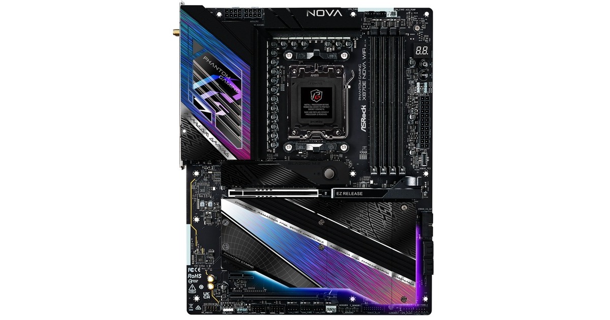 ASRockX870E Nova WiFi socket AM5 moederbord  (RAID, 5 Gb-LAN, WLAN, BT, E-ATX, Tweedekans)
