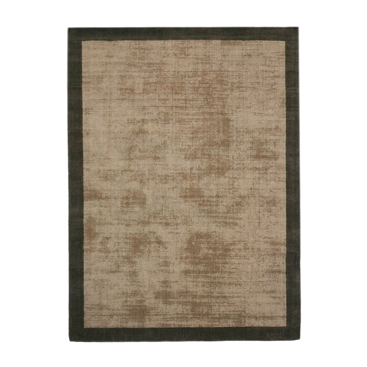 Laagpolig vloerkleed - Lucien Border Bruin | Mid-century modern