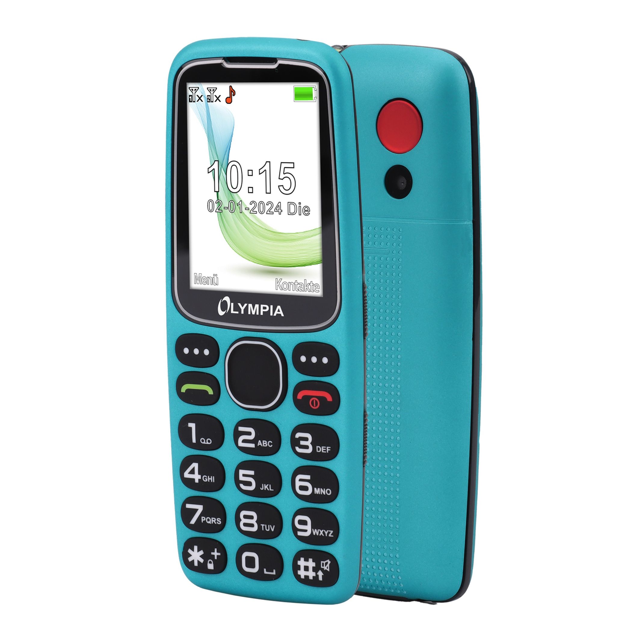Komfort-Mobiltelefon mit Großtasten und großem Farb-LC-Display türkis Olympia Star