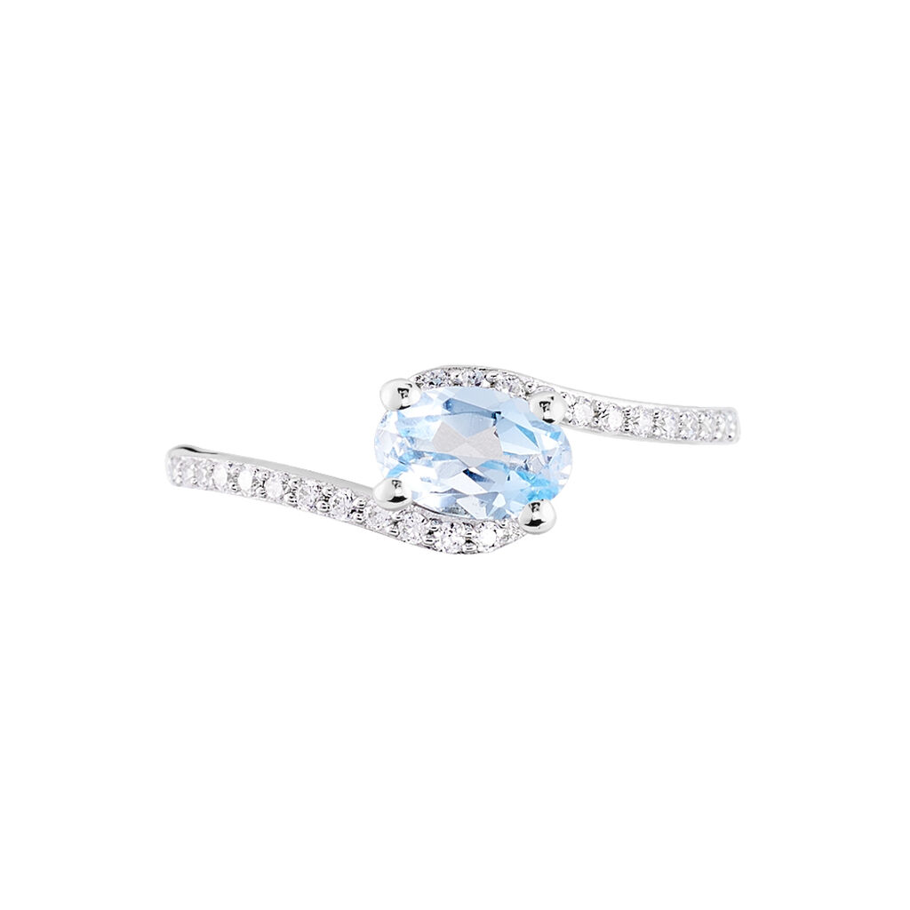 Bague Loriane Or Blanc Topaze Et Oxyde De Zirconium