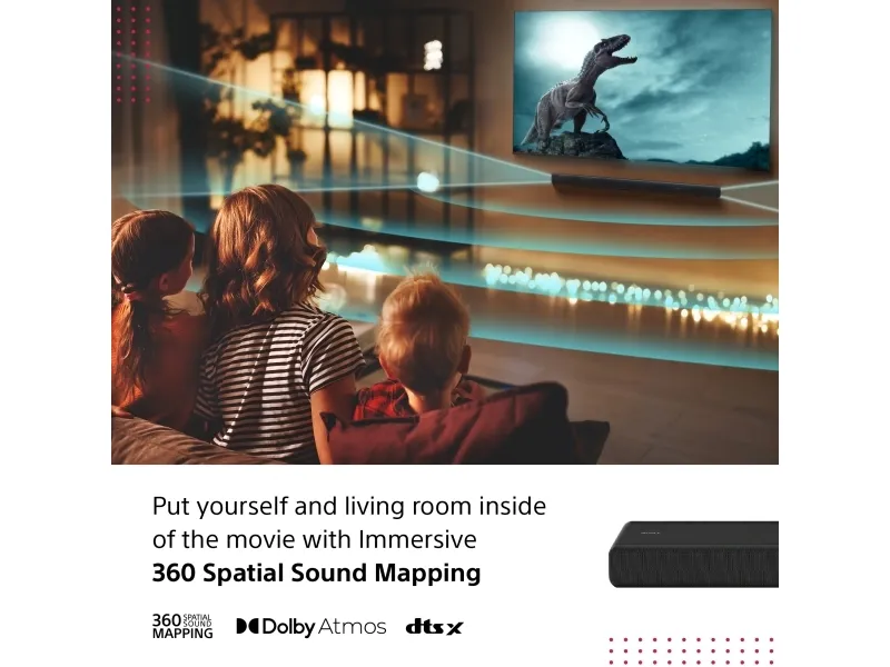 Sony HT-A3000 - Lydbar - 3.1.kanal - trådløs - Bluetooth, Wi-Fi