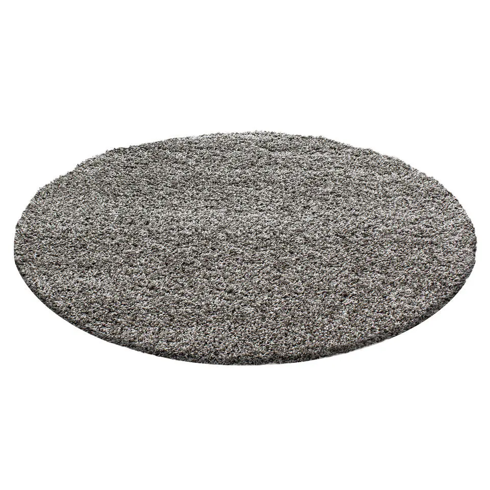 Basic Rond Shaggy vloerkleed Taupe Hoogpolig - 200 CM ROND