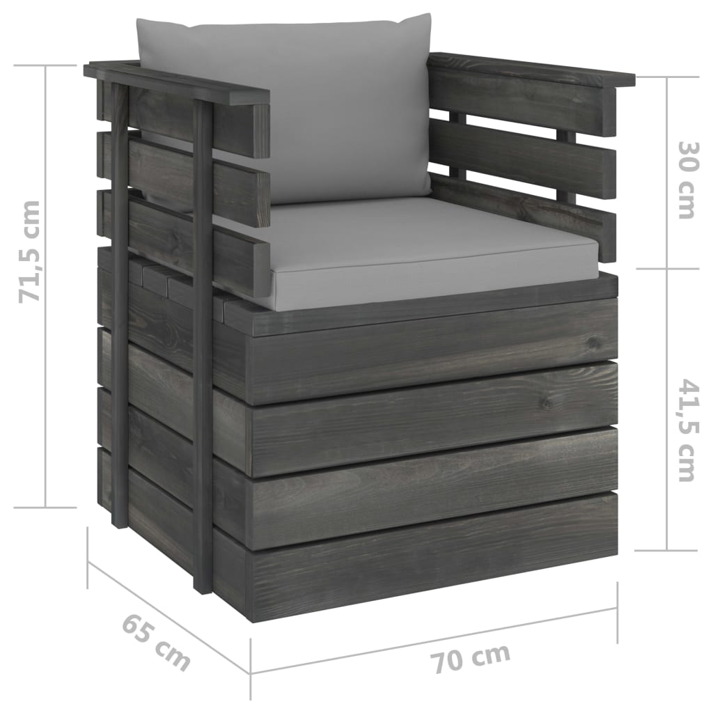 Salon de jardin palette meuble d'extérieur ensemble de mobilier 7 pièces avec coussins bois de pin massif