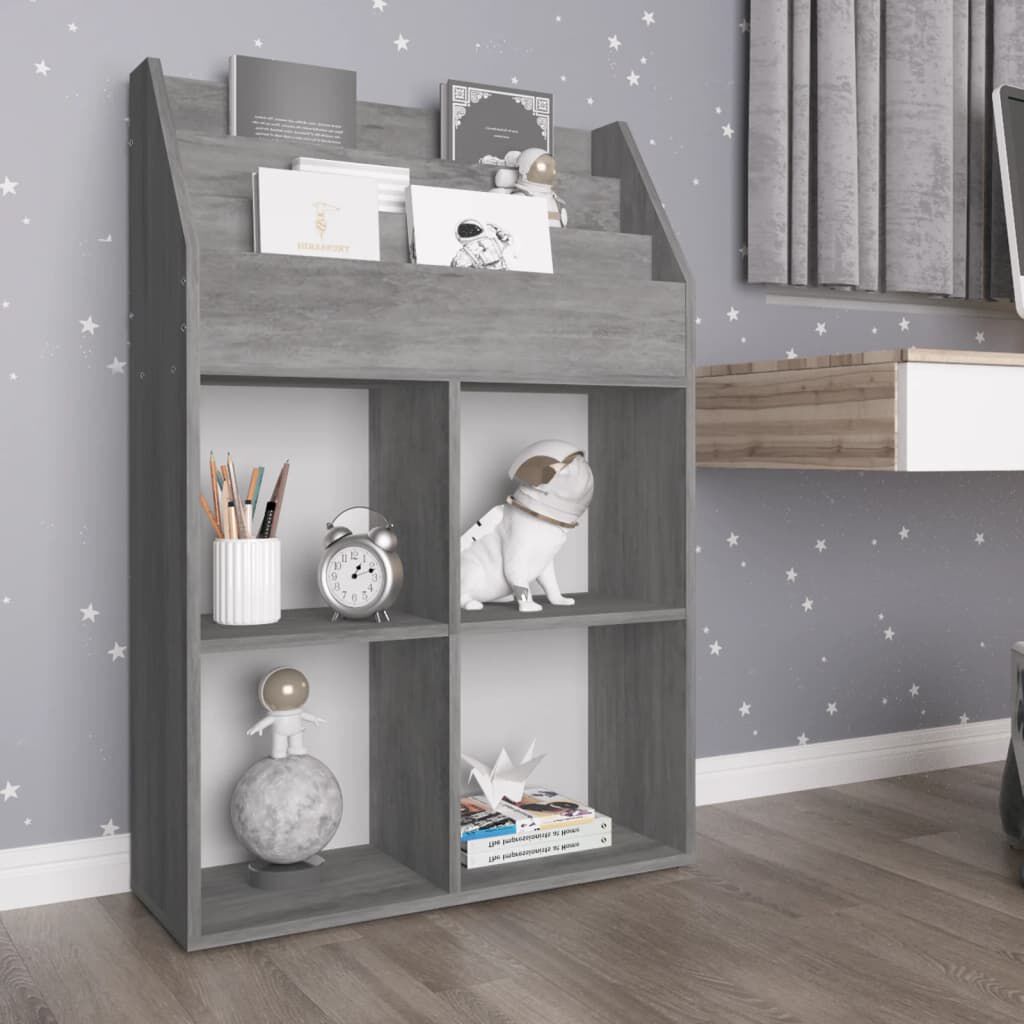 vidaXL Tijdschriftenrek voor kinderen, betongrijs, 71x30x114 cm