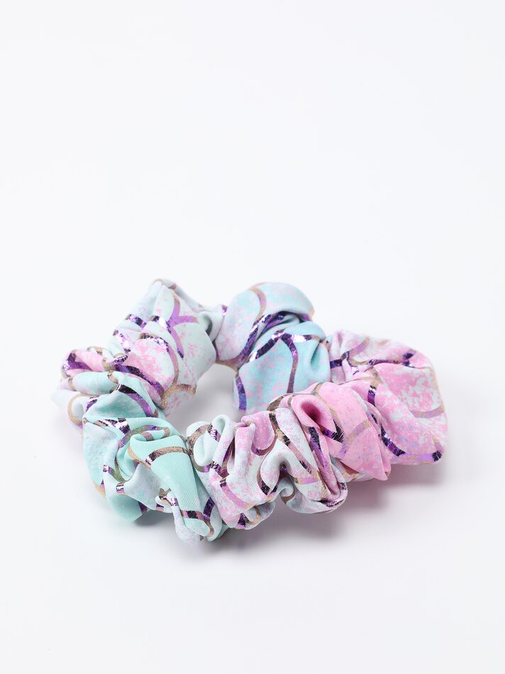 Conjunto de maiô e scrunchie com estampa de sereia - Rosa