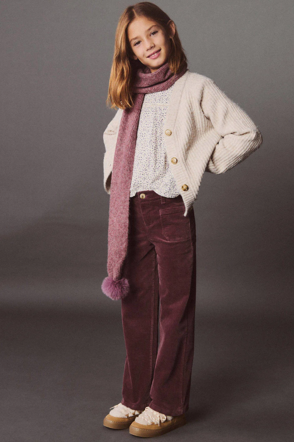Mango Kids casual broek donkerrood