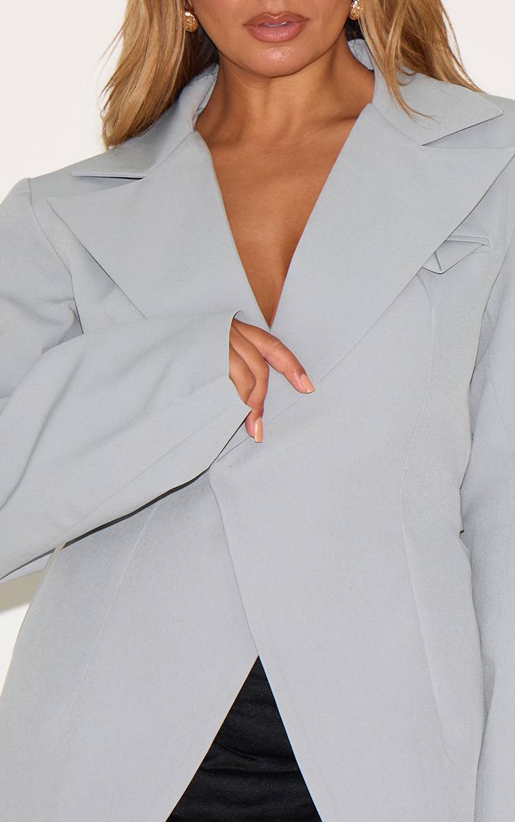 Gris Clair Blazer Ajusté Asymétrique Croisé Avec Taille Ajustable Shape