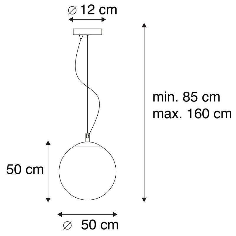 Smart Scandinavische hanglamp goud met opaal glas 50cm incl. Wifi A60- Ball 50