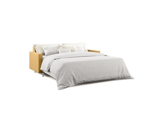 DIVANI.STORE - Canapé lit megan en microfibre jaune 2 places