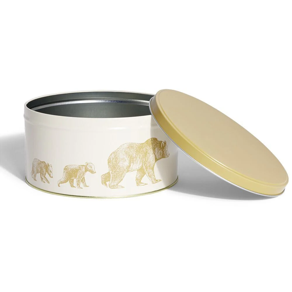 Boîte ronde en métal Ø16,7cm motif ours jaune
