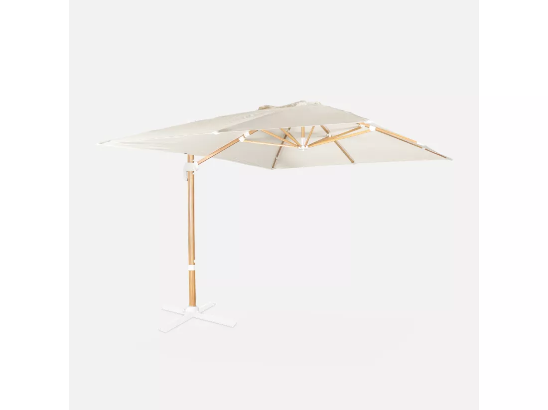 Parasol déporté rectangulaire 3x4m - Wimereux - Ecru - Parasol excentré inclinable dans 5 positions. rotatif à 360°.